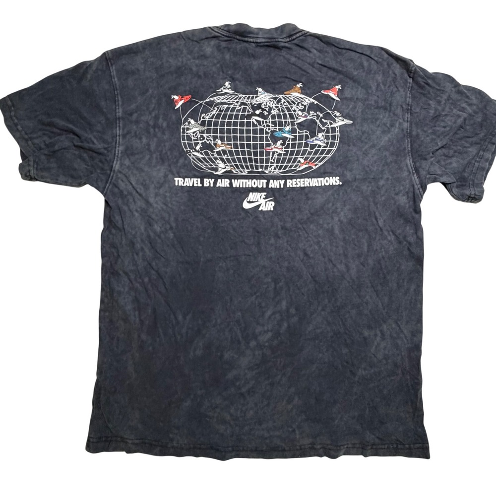 Nike Air Travel By Air Without Any Reservations Graphic T-Shirt Acid Wash Mens M
